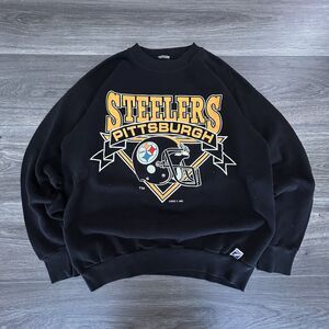 Vintage 90s Pittsburgh Steelers Sweatshirt Adult Medium Logo 7 Boxy Heavyweight